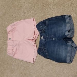 Set of 2, Children's Place adjustable toddler jean shorts, denim & pink, 3T